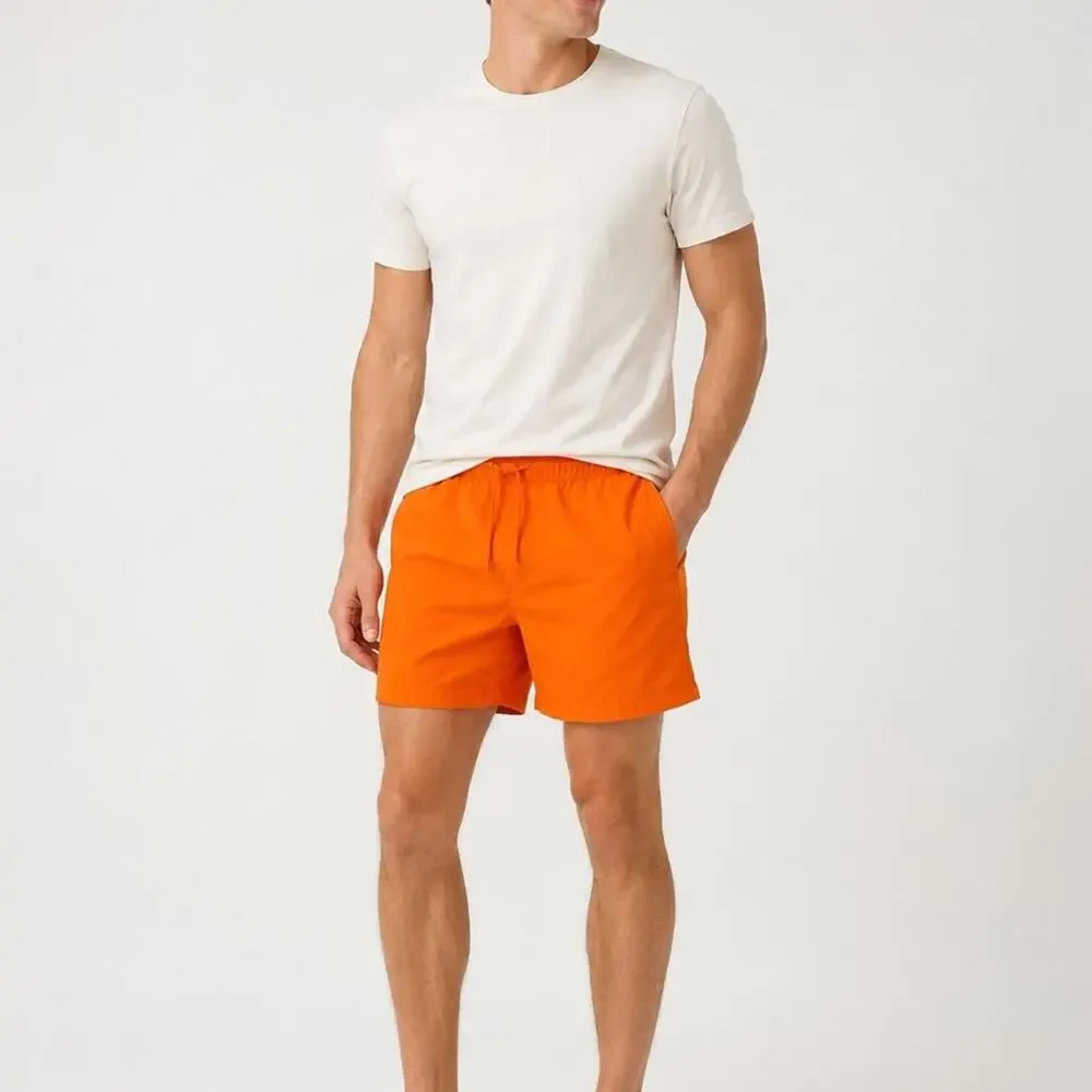 Mens bright orange drawstring shorts
